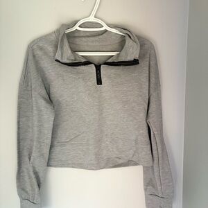 Gray Quarter-Zip Women's Top